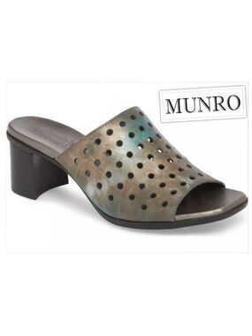 Munro Jules Leather Block Heel Copper Metallic Chic Mules 8
Metal Leather Size 8